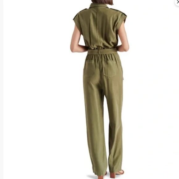 Steve Madden Gene Belted Utility Olive Night Jumpsuit Size XL. NWT - Picture 3 of 9